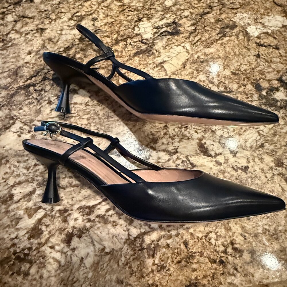 Gianvito Rossi Ascent 55 Black Leather Slingbacks, size 38 - Picture 7 of 9